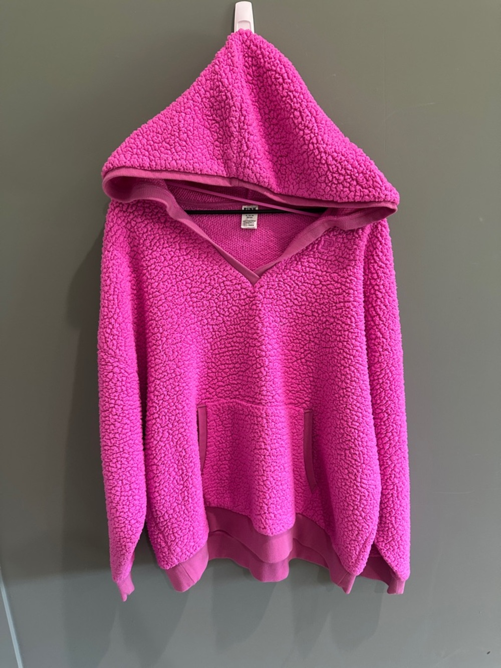 PINK Cozy Fuchsia Sherpa Hoodie Sweater - Women's